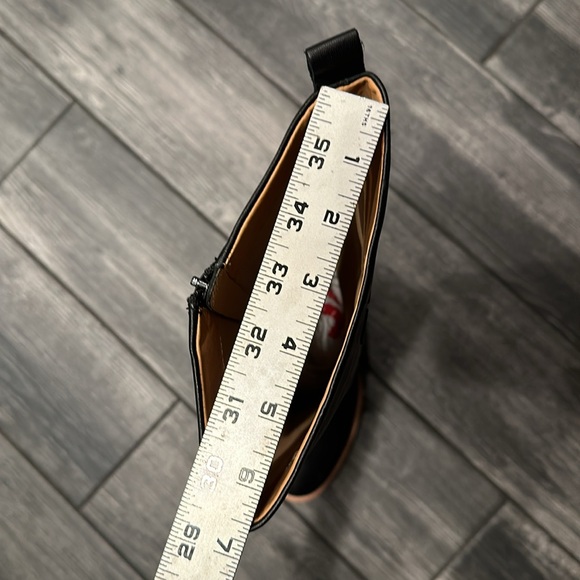 Bill Blass Anthropologie Black Monogram Leather Knee High Block Heel Boots 8.5 - Picture 12 of 12